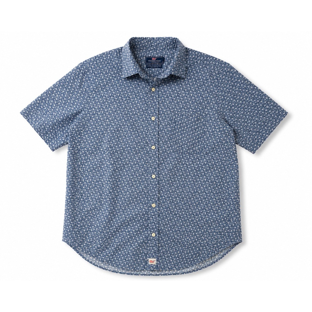 Vineyard Vines Mens Murray Classic Floral Short Sleeve Button Down Blue Size M